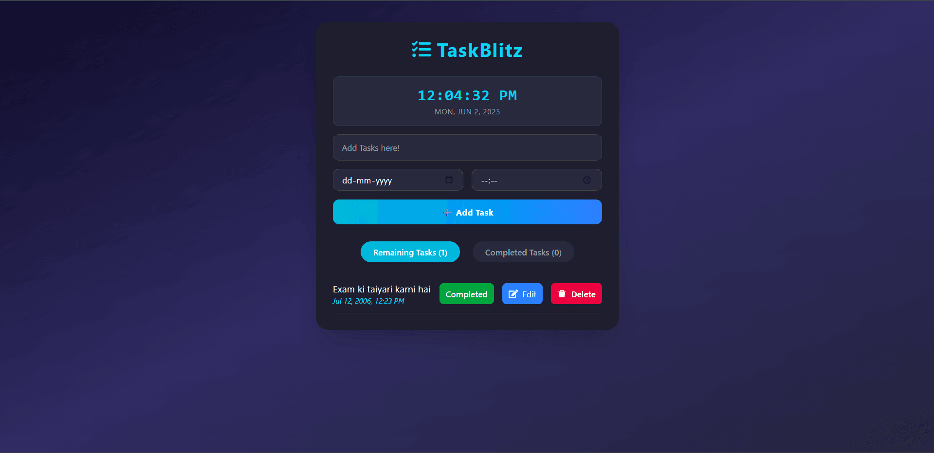 TaskBlitz - Personal Task Manager